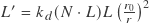 L' = k_{d}(N \cdot L) L \left(\frac{r_{0}}{r}\right)^{2}