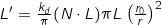 L' = \frac{k_{d}}{\pi}(N \cdot L) \pi L \left(\frac{r_{0}}{r}\right)^{2}