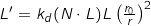 L' = k_{d}(N \cdot L) L \left(\frac{r_{0}}{r}\right)^{2}